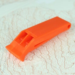 Orange plastic safety whistle