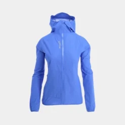 New Inov8 Stormshell V2 Women's award-winning lightweight, race kit compliant waterproof running jacket - blue, front