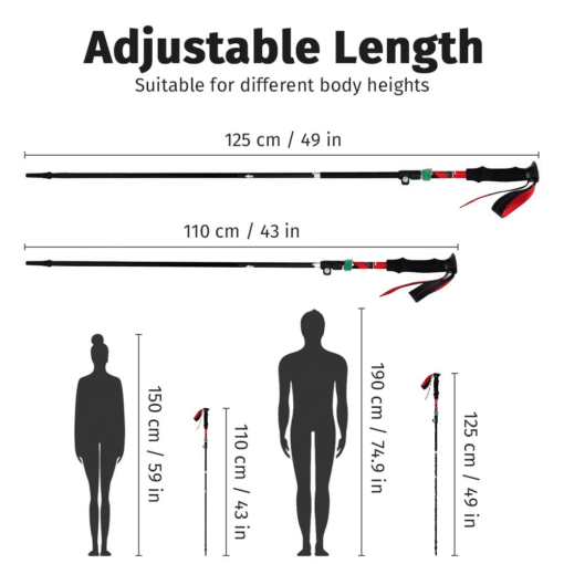 GeerTop Collapsible Trekking Pole adjustable length details