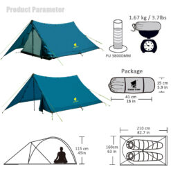 GeerTop Pyramid Plus 2-Person 3 Season Waterproof Camping Tent - sleeps 2