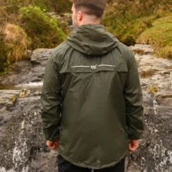 MIAS Origin 2 Khaki back - Mac in a Sac - Packable Waterproof Jacket - Lightweight, packable and easily stored, Fully Taped Seams - Unisex