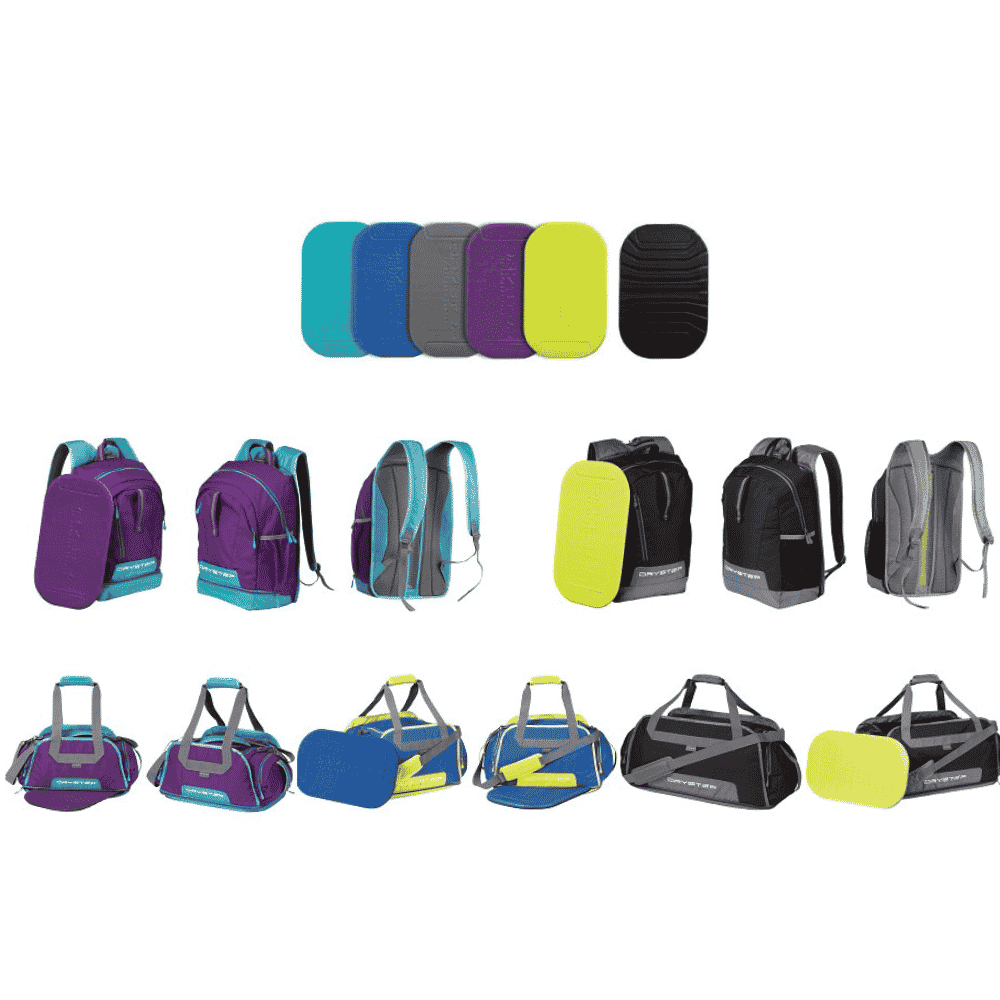 sports bag range with multiple colour options, map net storage and adjustable carry system