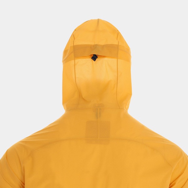 Men's INOV8 Stormshell V2 lightweight waterproof running jacket in yellow with adjustable hood