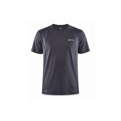 Craft ADV HiT Short Sleeve Tee Men's Slate Front View – Lightweight Breathable Running and Training T-Shirt