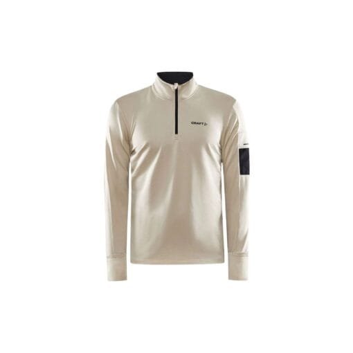 Craft ADV SubZ Long Sleeve Running Top Men's Ecru Front View – Lightweight Thermal Running Base Layer