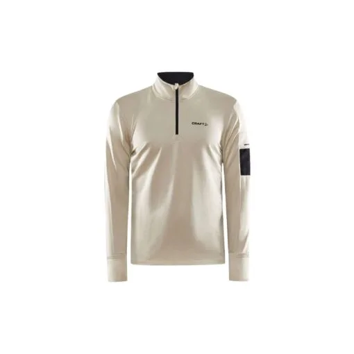 CRAFT-ADV-SubZ-Long-Sleeve-Running-Top-Men-Ecru-front Craft ADV SubZ Long Sleeve Running Top Men's Ecru Front View – Lightweight Thermal Running Base Layer