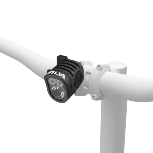 SILVA Exceed 4X headlamp main with battery beside-product fixed on the bike