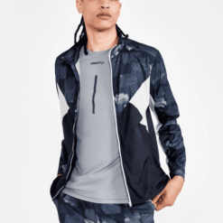 CRAFT ADV Essence Wind men's running Jacket in colour - BLACK-GRANITE (front)