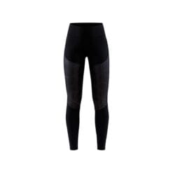 Craft Women's Lumen Padded Running Tights Front View – Black Reflective Winter Running Leggings