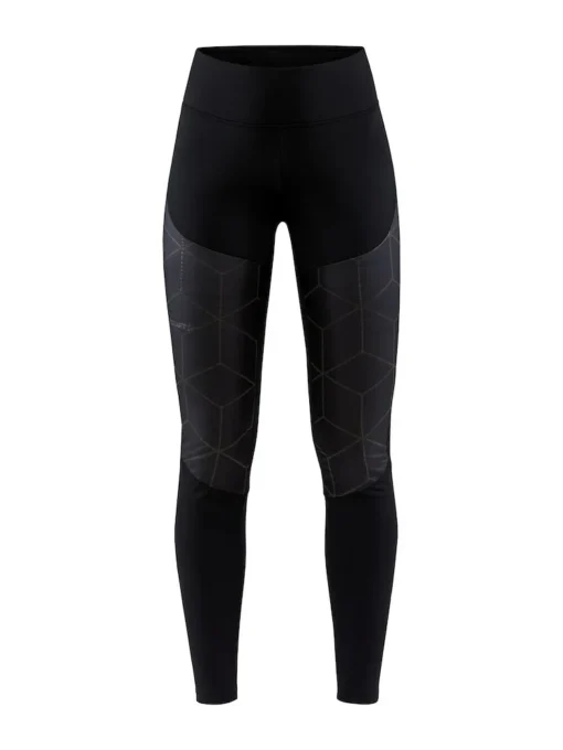 Craft ADV SubZ Lumen Padded Tights 2 (Women) - highly functional running tights with padded front and reflective print for intense workouts in cold winter conditions.