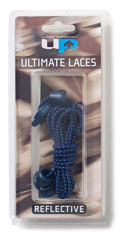 up elastic laces no need to tie another shoe lace - elastic laces with a high visibility reflective fleck navy