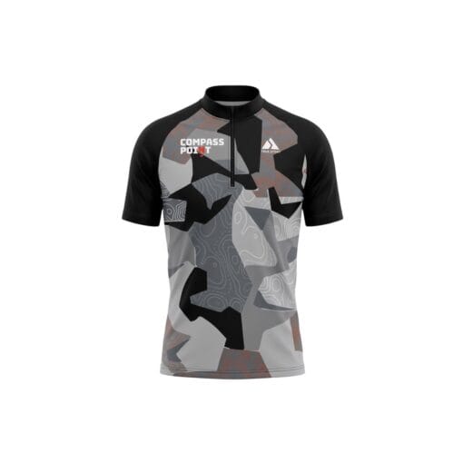 TRUE STORY Elite grey short sleeve orienteering shirt with ergonomic fit, half zip and breathable performance fabric