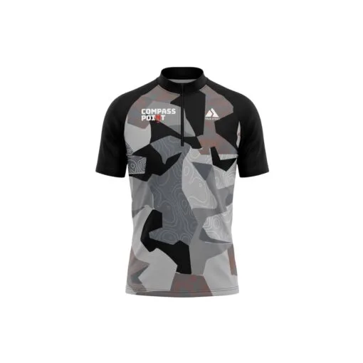 TRUE-STORY-Orienteering-Shirt-Elite-grey-short-sleeve TRUE STORY Elite grey short sleeve orienteering shirt with ergonomic fit, half zip and breathable performance fabric