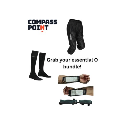 compass-point-Bundle_No1 Compass point Bundle No.1 a special offer to buy orienteering essentials Trimtex basic orienteering socks, short basic Trimtex orienteering pants and vapro description holder