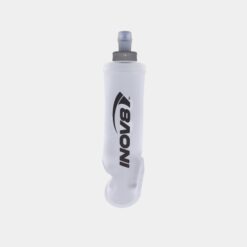 clear colour INOV8 Soft Flask 250ml which can be filled with liquid or energy gels for running front view