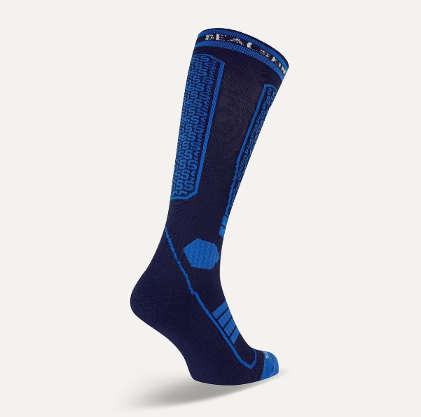 SEALSKINZ Northwold Solo Knee Length Thermal Ski Sock Back Blue