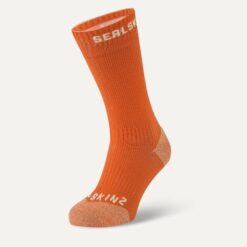SEALSKINZ Waterproof All Weather Mid Length Sock with Hydrostop™ Orange - front