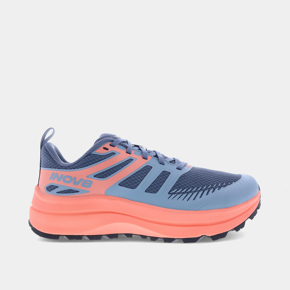 inov8 trailfly max blue/grey/coral/light grey women's wide fit
