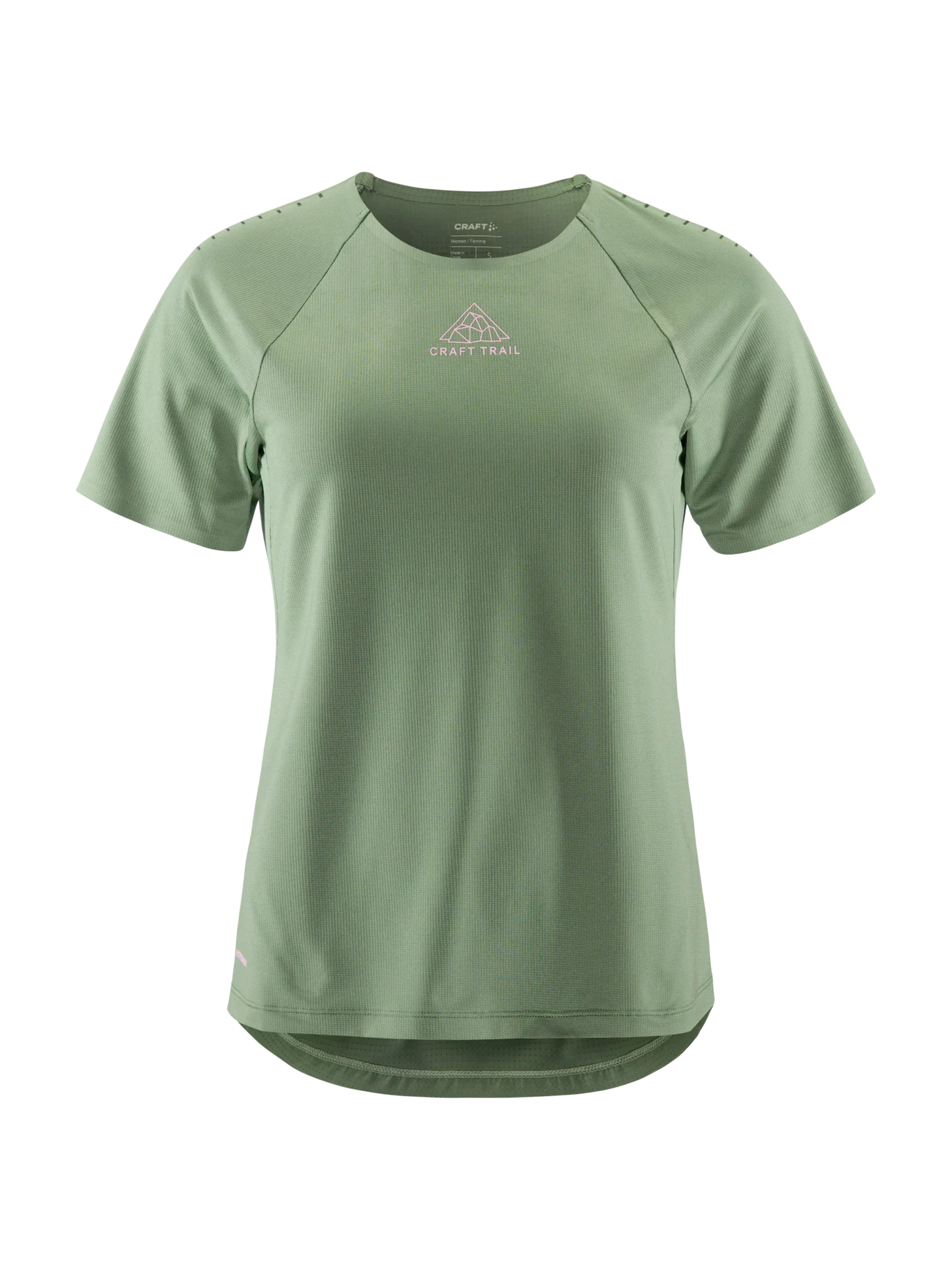CRAFT PRO Trail Short Sleeve Tee - Women's - high-performance running tee - Taped sleeve ends and neck hole - silicone print on the shoulders