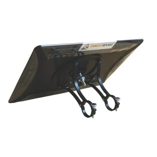 Elite OS1 Aluminium Card-Map Holder – Orientsport-back-closeup Side view of Elite OS1 aluminium map holder showing stabiliser ring and clamps