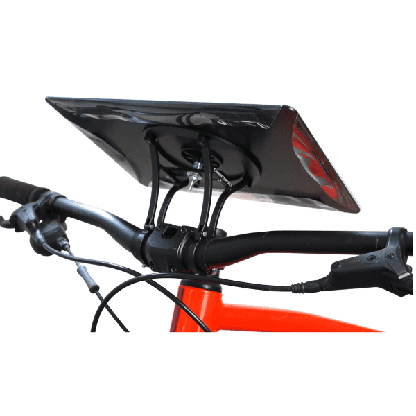 Orientsport Elite OS1 aluminium map holder mounted with A4 tray on handlebars
