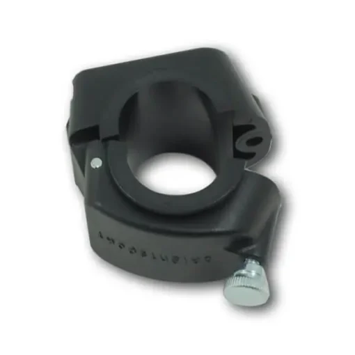 O'Map MTB Map Holder – Orientsport-3 Close-up of Orientsport O’Map map holder clamp, mounting on VTT handlebars (22-33 mm) with tool-free tightening.