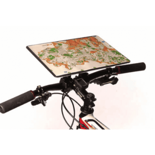 O-Map-MTB-Map-Holder – Orientsport-mounted Orientsport Porte carte VTT O’Map – universal bike map holder with clear plastic case and 360° rotating tray