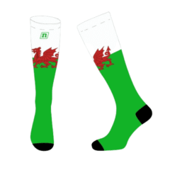 Performance orienteering socks breathable mesh and reinforced heel - Wales flag