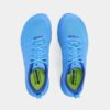 Top view of INOV8 TrailFly Speed V2 men’s blue trail running shoes with breathable upper BOOMERANG Footbed