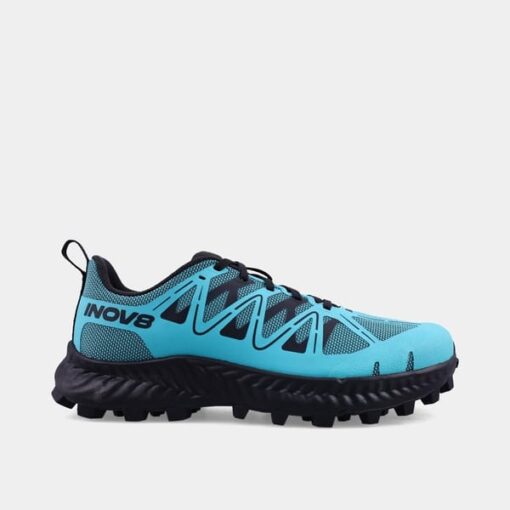 inov8-mudtalonv2-w-tealblack-side INOV8 Mudtalon V2 Women’s trail running shoe side view in teal/black colour