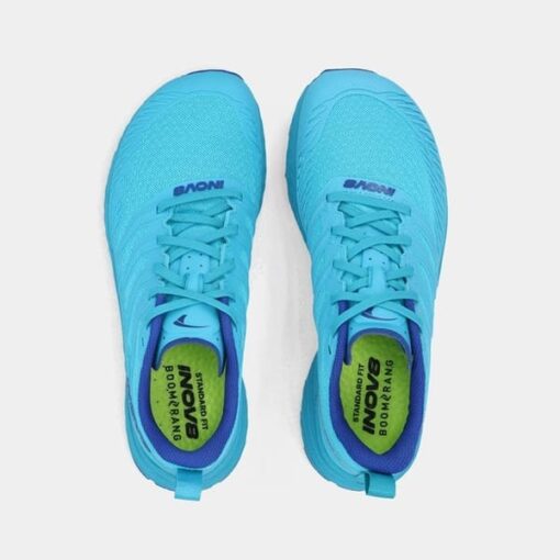 inov8-trailflyspeedv2-w-teal-top-view Top view of TrailFly Speed V2 women’s shoe with breathable upper