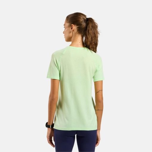 Odlo Essential Seamless Running T-Shirt worn by female runner back view