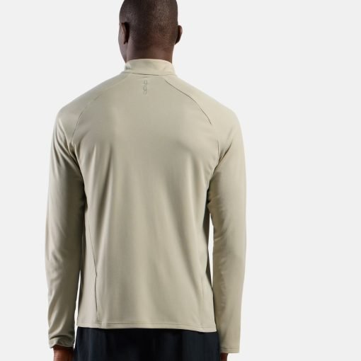 ODLO-Mens-Essential-Running-Half-Zip-Mid-Layer-Agate-Gray-back-model ODLO Essential Running Half-Zip Mid Layer zip back view