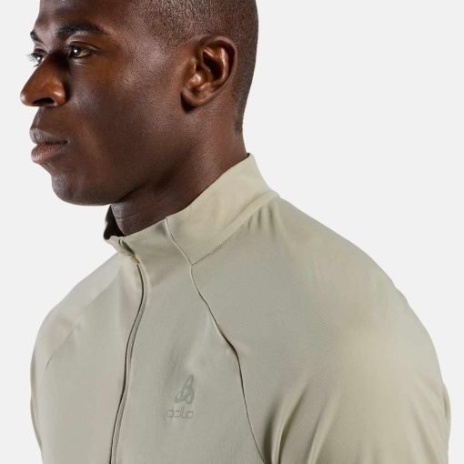 ODLO-Mens-Essential-Running-Half-Zip-Mid-Layer-Agate-Gray-detail3 ODLO men's half-zip running top side view