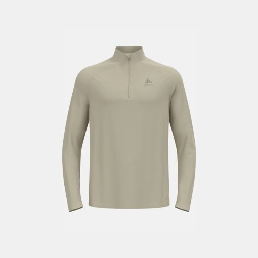 ODLO-Mens-Essential-Running-Half-Zip-Mid-Layer-Agate-Gray-front ODLO Men's Essential Running Half-Zip Mid Layer in Agate Gray