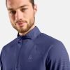 ODLO-Mens-Zeroweight-Warm-Running-Half-Zip-Mid-Layer-Skipper-Blue-detail ODLO men's winter running top with half-zip front