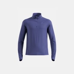 ODLO Men's Zeroweight Warm Running Half-Zip Mid Layer in Skipper Blue