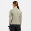 ODLO-Womens-Essential-Running-Half-Zip-Mid-Layer-Agate gray-back-model ODLO women's half-zip running back view on a model
