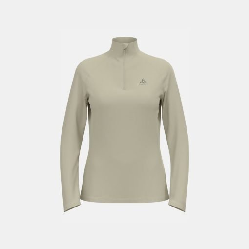 ODLO-Womens-Essential-Running-Half-Zip-Mid-Layer-Agate gray-front ODLO Women's Essential Running Half-Zip Mid Layer in Agate Gray