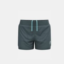 ODLO women's Zeroweight 3 inch 2-in-1 running shorts in Dark Slate