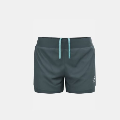 ODLO women's Zeroweight 3 inch 2-in-1 running shorts in Dark Slate