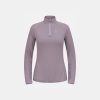 ODLO-Womens-Zeroweight-Warm-Running-Half-Zip-Mid-Layer-gray-ridge-front ODLO Women's Zeroweight Warm Running Half-Zip Mid Layer in Gray ridge