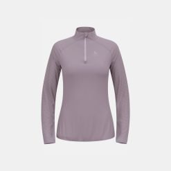 ODLO Women's Zeroweight Warm Running Half-Zip Mid Layer in Gray ridge