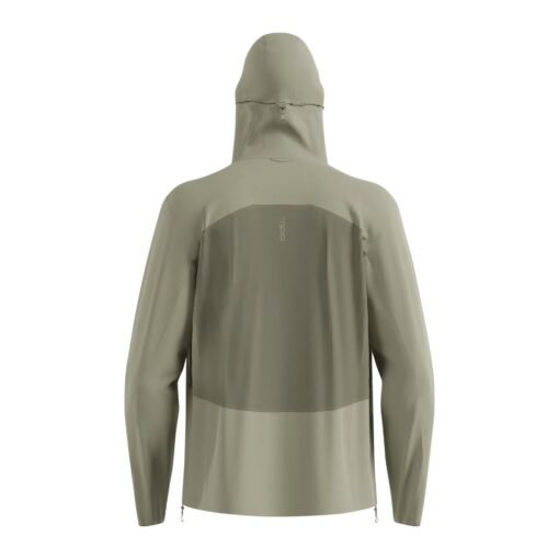 ODLO-X-Alp-Waterproof-Pro Mens-Running-Jacket-Agate-Gray-back Odlo X-Alp Waterproof Pro Running Jacket back view in Agate Gray