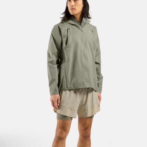 ODLO-X-Alp-Waterproof-Pro Mens-Running-Jacket-Agate-Gray-model-front ODLO X-Alp Waterproof Pro Men's Running Jacket