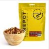 Yellow Firepot Chilli Con Carne and Rice meal pouch beside a serving of beef chilli and rice.
